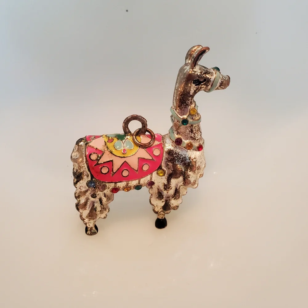 Vintage Pewter Llama Pendant Silver Tone - Picture 2 of 5